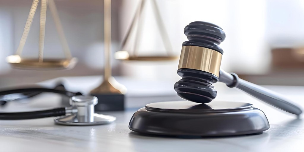 Estetoscopio y mazo de justicia